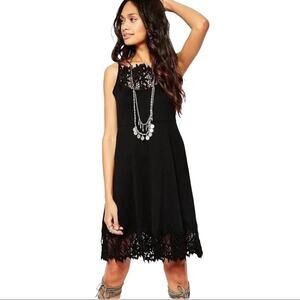 Free People Forget Me Not Black Crochet Dress Women's Size Medium